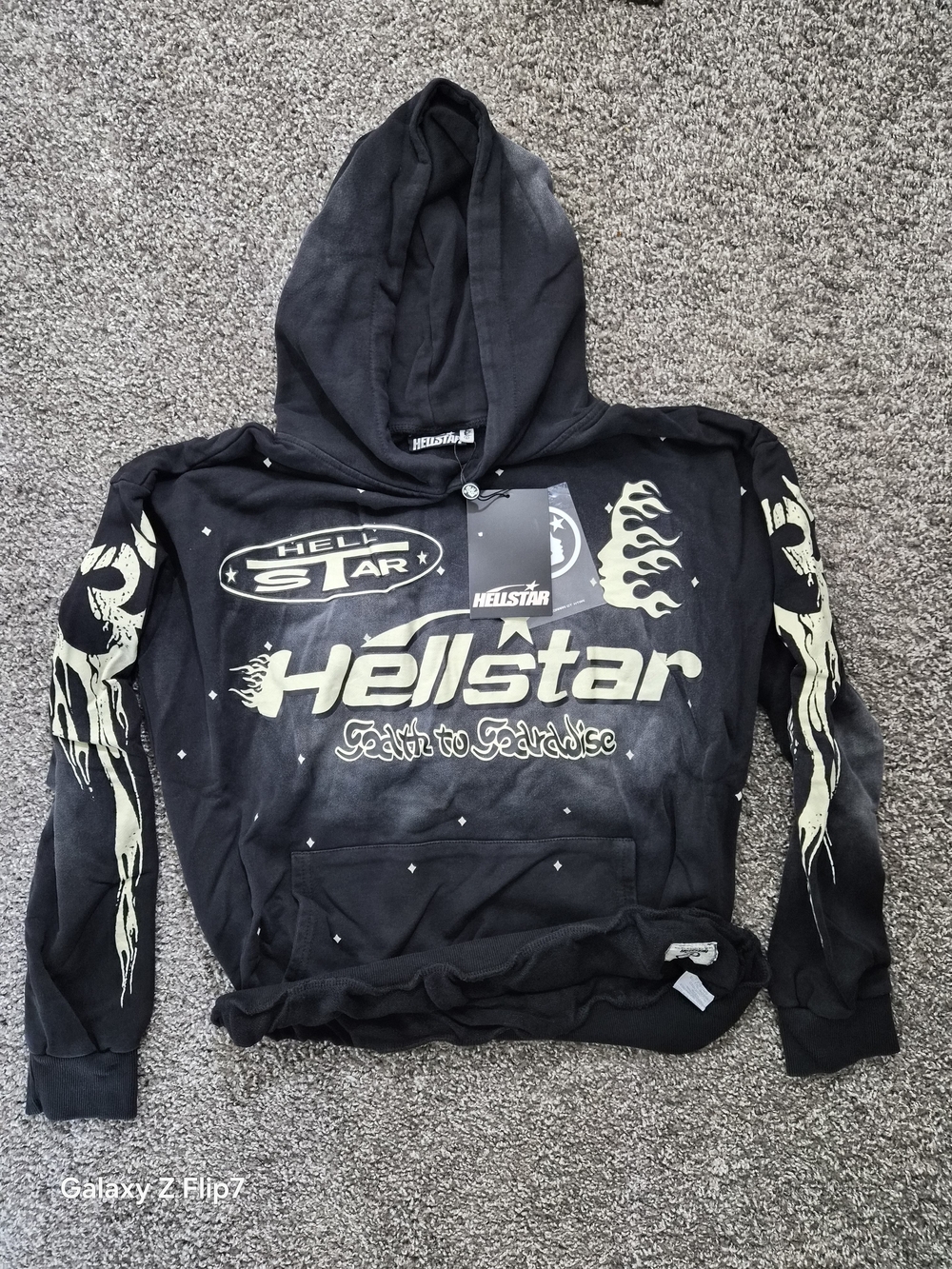 Hellstar Men’s Black Graphic Bomber-Style Hoodie
